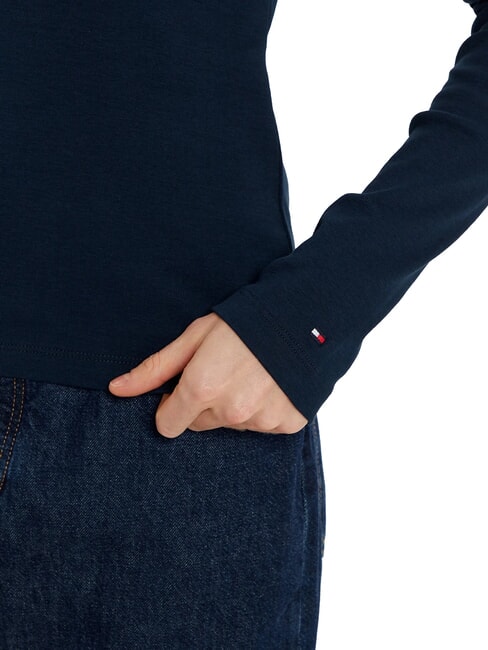 TH polo &agrave; manches longues coupe ajust&eacute;e marine nuit noire - chemise polo