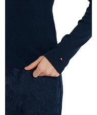 TOMMY HILFIGER TH polo &agrave; manches longues coupe ajust&eacute;e marine nuit noire - chemise polo - 4