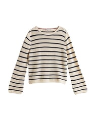 TOMMY HILFIGER POINTELLE CROCHET Pull ray&eacute; l&eacute;ger porcelaine blanche &agrave; rayures bleues - Chandails pour femmes - 5