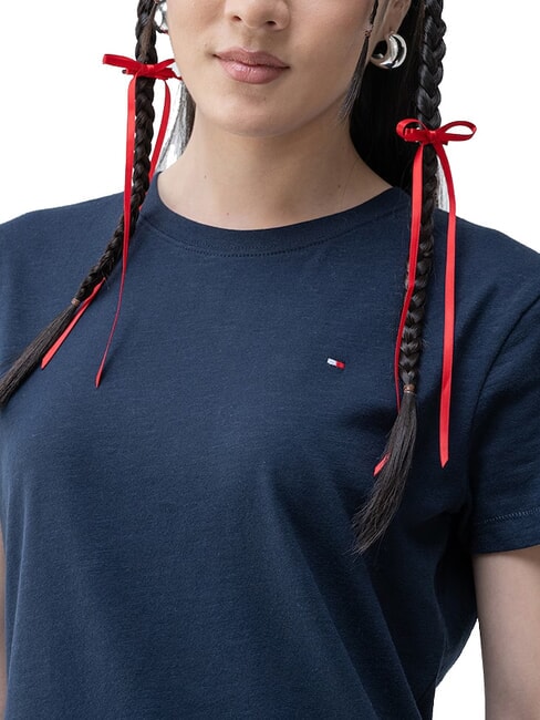 SLUB T-shirt en coton &agrave; manches courtes marine nuit noire - T-shirt