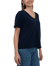 TOMMY HILFIGER TH T-shirt &agrave; col en V coupe d&eacute;contract&eacute;e marine nuit noire - T-shirt - 3