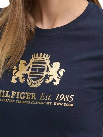 VARSITY T-shirt femme coupe ajust&eacute;e avec imprim&eacute; marine nuit noire - T-shirt