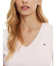 TOMMY HILFIGER TH T-shirt &agrave; manches courtes et col en V rose clair - T-shirt - 3