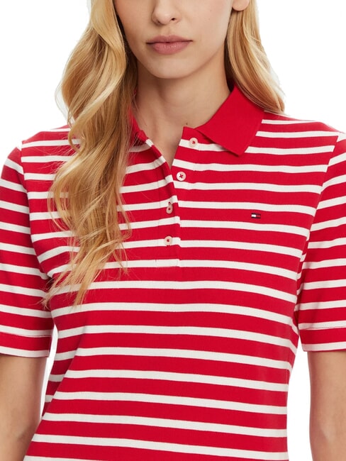 TH 1985 polo &agrave; manches courtes pour femmes rouge/blanc moyen - chemise polo