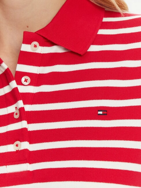TH 1985 polo &agrave; manches courtes pour femmes rouge/blanc moyen - chemise polo