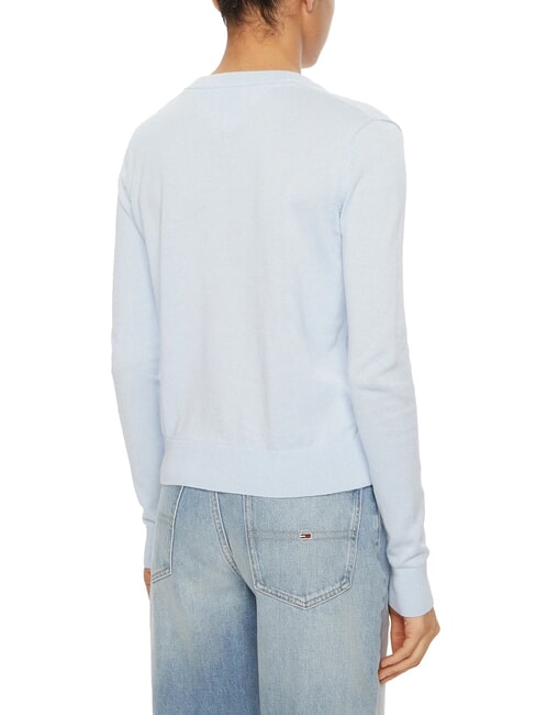 TH JEANS Pull en coton &agrave; col en V pour femme doux bleu - Chandails pour femmes