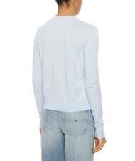 TOMMY HILFIGER TH JEANS Pull en coton &agrave; col en V pour femme doux bleu - Chandails pour femmes - 2