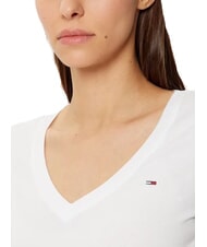 TOMMY HILFIGER TH JEANS T-shirt &agrave; manches courtes et col en V blanc - T-shirt - 3