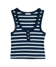 TOMMY HILFIGER HENLEY D&eacute;bardeur &agrave; 3 boutons marine nuit blanche rayures bretonnes - T-shirt - 4