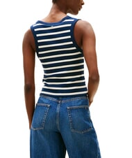 TOMMY HILFIGER HENLEY D&eacute;bardeur &agrave; 3 boutons marine nuit blanche rayures bretonnes - T-shirt - 2