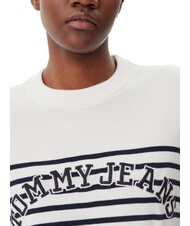 TOMMY HILFIGER VARSITY Pull en coton &agrave; col rond avec logo blanc ancien - Chandails pour femmes - 3