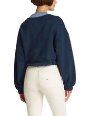 TOMMY HILFIGER TJW Sweat-shirt &agrave; col rond pour femme avec cordon de serrage marine nuit noire - Sweat-shirts pour femmes - 2