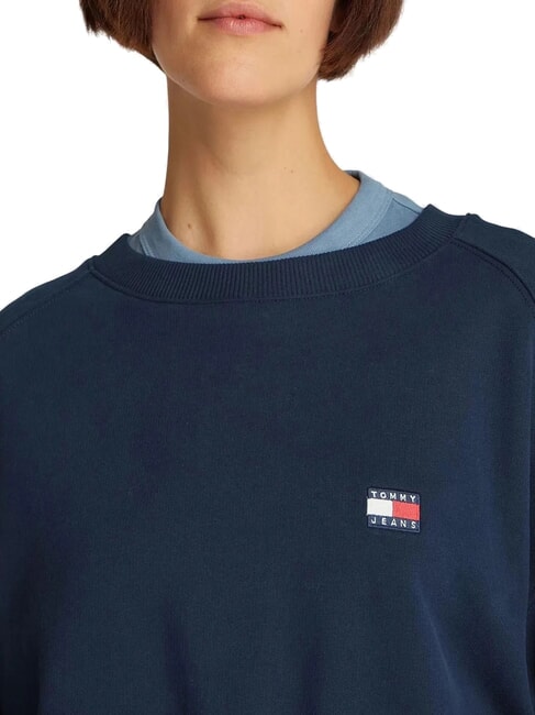 TJW Sweat-shirt &agrave; col rond pour femme avec cordon de serrage marine nuit noire - Sweat-shirts pour femmes