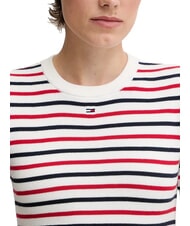 TOMMY HILFIGER TH JEANS Chemise en coton &agrave; manches courtes rayures blanches/marines - T-shirt - 3