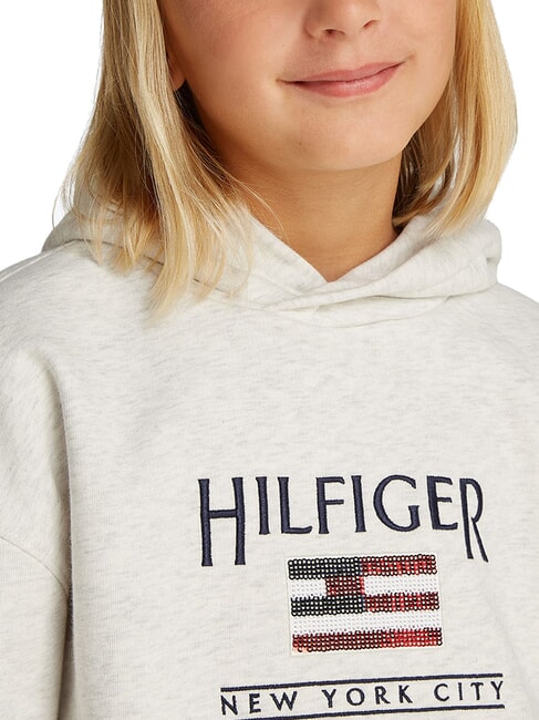 KIDS BIMBA Sweat &agrave; capuche &agrave; &eacute;cusson paillet&eacute; bruy&egrave;re blanche comme neige - B&eacute;b&eacute; Sweat