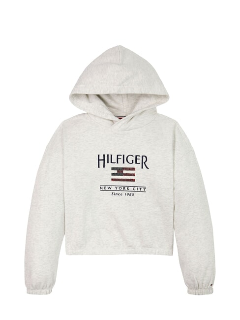 KIDS BIMBA Sweat &agrave; capuche &agrave; &eacute;cusson paillet&eacute; bruy&egrave;re blanche comme neige - B&eacute;b&eacute; Sweat