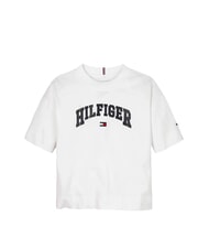 TOMMY HILFIGER KIDS BIMBA T-shirt &agrave; manches courtes coupe d&eacute;contract&eacute;e blanc - Tee-shirt enfant - 4