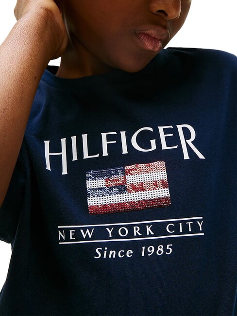 KIDS BIMBA T-shirt &agrave; manches courtes coupe d&eacute;contract&eacute;e marine nuit noire - Tee-shirt enfant