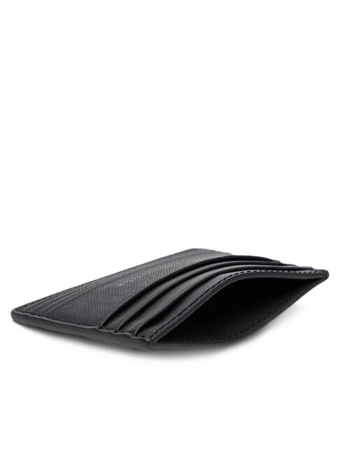 TH BUSINESS porte-cartes plat en cuir saffiano noir - Portefeuilles Homme