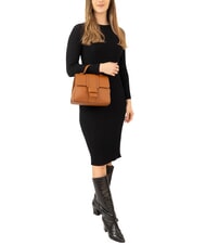 LESAC SABRINA &Eacute;l&eacute;gant sac &agrave; main en cuir dollar cuir fonc&eacute; - Sacs pour Femme - 4