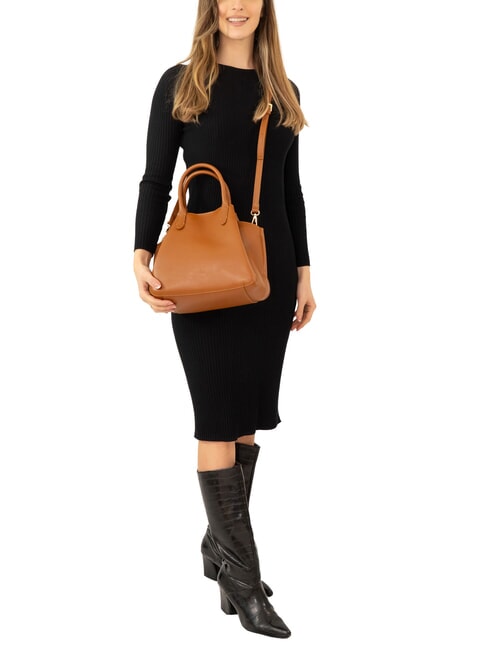 ALICE Sac &agrave; main en cuir avec bandouli&egrave;re cuir fonc&eacute; - Sacs pour Femme