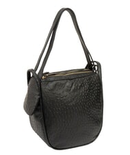 LESAC TRIO sac &agrave; dos en cuir d'autruche Autruche noire - Sacs pour Femme - 3