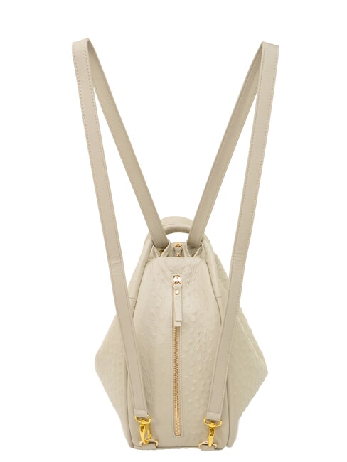 TRIO sac &agrave; dos en cuir d'autruche Autruche blanche - Sacs pour Femme