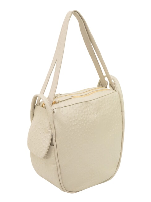 TRIO sac &agrave; dos en cuir d'autruche Autruche blanche - Sacs pour Femme