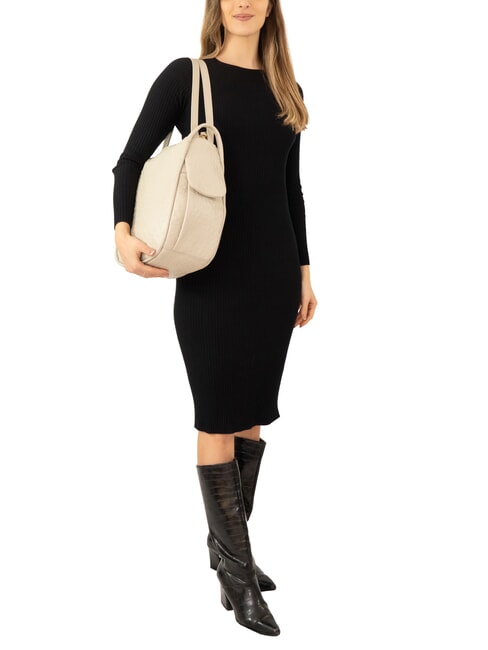 TRIO sac &agrave; dos en cuir d'autruche Autruche blanche - Sacs pour Femme