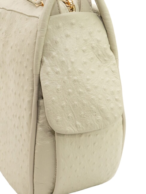 TRIO sac &agrave; dos en cuir d'autruche Autruche blanche - Sacs pour Femme