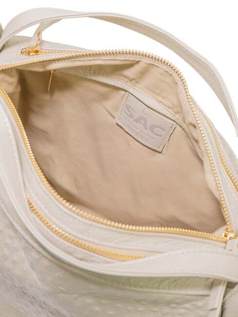 TRIO sac &agrave; dos en cuir d'autruche Autruche blanche - Sacs pour Femme
