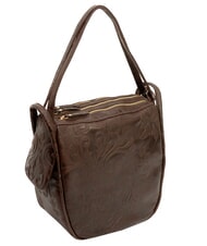 LESAC TRIO Sac &agrave; dos cartable en cuir damass&eacute; brun damas - Sacs pour Femme - 3