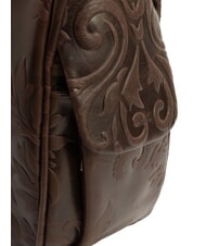 LESAC TRIO Sac &agrave; dos cartable en cuir damass&eacute; brun damas - Sacs pour Femme - 7