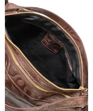 LESAC TRIO Sac &agrave; dos cartable en cuir damass&eacute; brun damas - Sacs pour Femme - 8