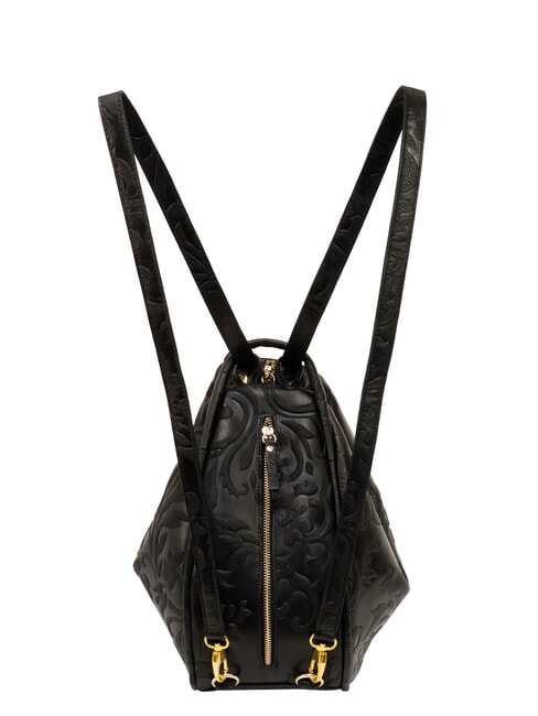 TRIO Sac &agrave; dos cartable en cuir damass&eacute; damas noir - Sacs pour Femme