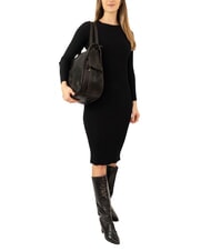 LESAC TRIO Sac &agrave; dos cartable en cuir damass&eacute; damas noir - Sacs pour Femme - 4