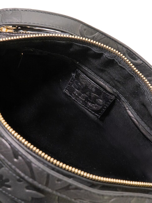 TRIO Sac &agrave; dos cartable en cuir damass&eacute; damas noir - Sacs pour Femme