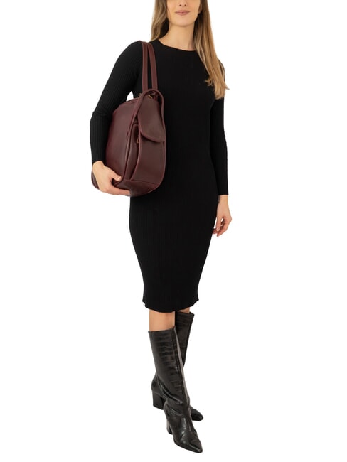 TRIO Sac &agrave; dos en cuir nappa bordeaux fonc&eacute; - Sacs pour Femme