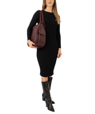 LESAC TRIO Sac &agrave; dos en cuir nappa bordeaux fonc&eacute; - Sacs pour Femme - 4