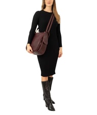 LESAC TRIO Sac &agrave; dos en cuir nappa bordeaux fonc&eacute; - Sacs pour Femme - 5