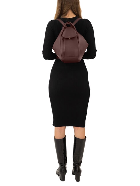 TRIO Sac &agrave; dos en cuir nappa bordeaux fonc&eacute; - Sacs pour Femme