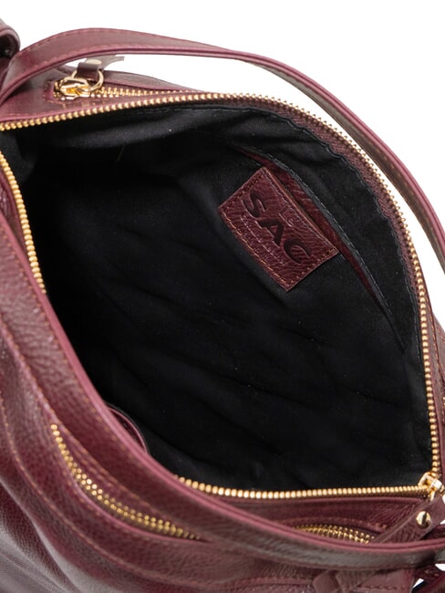 TRIO Sac &agrave; dos en cuir nappa bordeaux fonc&eacute; - Sacs pour Femme