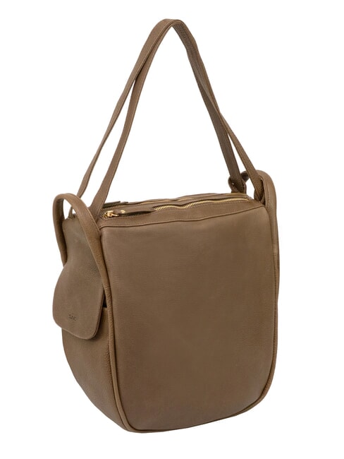 TRIO Sac &agrave; dos en cuir nappa tourterelle - Sacs pour Femme