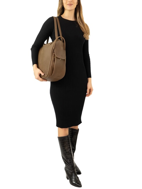 TRIO Sac &agrave; dos en cuir nappa tourterelle - Sacs pour Femme