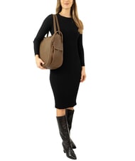 LESAC TRIO Sac &agrave; dos en cuir nappa tourterelle - Sacs pour Femme - 4