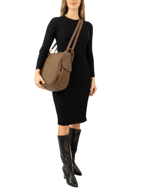 TRIO Sac &agrave; dos en cuir nappa tourterelle - Sacs pour Femme