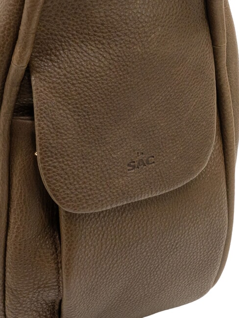 TRIO Sac &agrave; dos en cuir nappa tourterelle - Sacs pour Femme