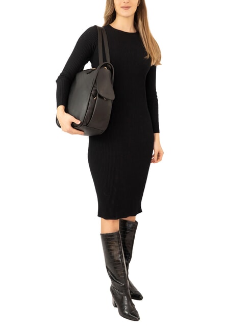 TRIO Sac &agrave; dos en cuir nappa noir - Sacs pour Femme