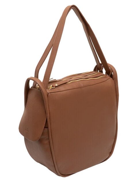TRIO Sac &agrave; dos en cuir nappa chocolat - Sacs pour Femme