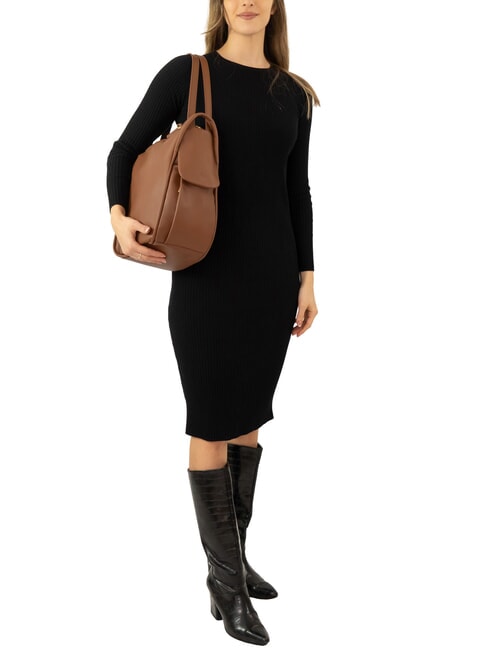 TRIO Sac &agrave; dos en cuir nappa chocolat - Sacs pour Femme